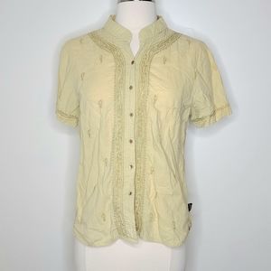 Kuhl | Pale Yellow Embroidered Button Down Top